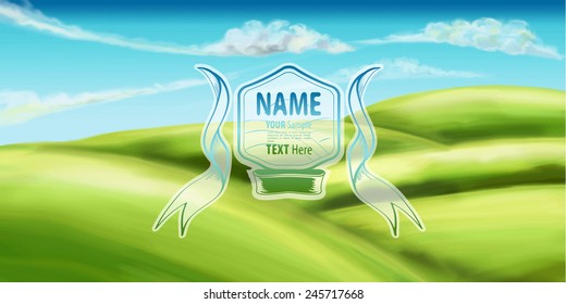 Banner with a label field and sky.