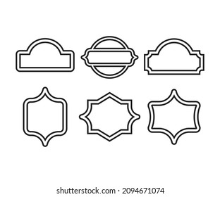 conjunto de vectores de línea de marco de banners y etiquetas