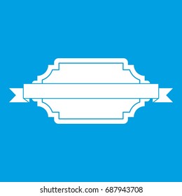 Banner or label icon white isolated on blue background vector illustration