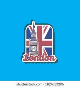Banner, label, logo with skyline of the London City