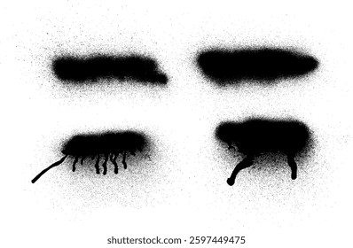 Banner Label Spray Paint Stroke Vector Set