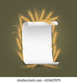 Banner Label template paper sheet with wheat spikelets