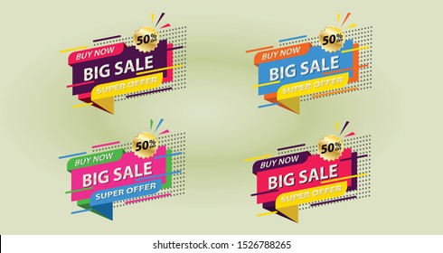 banner labels for product, business and other promotional purposes, with several different color choices. vector illustration