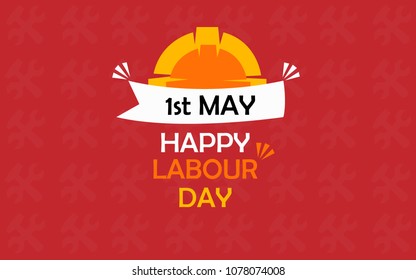 Banner Labour Day 1 May 2018 Icon Art Concept