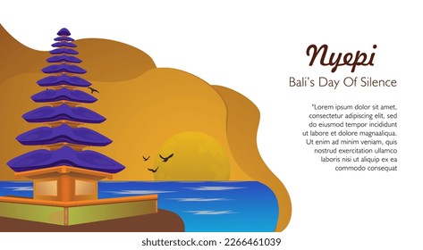 Banner landing page web nyepi day bali, dengen element 