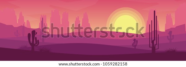 Banner Landscape View Desert Dried Land Stock Vector Royalty Free