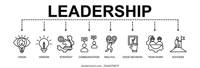  Banner of leadership  vector illustration concept with 8 icons
