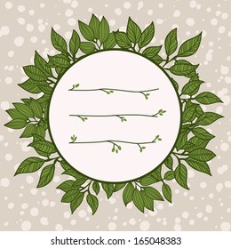 Banner with leaves and place for text in a circle