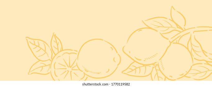 Cartel con limones y hojas. Ilustración vectorial.