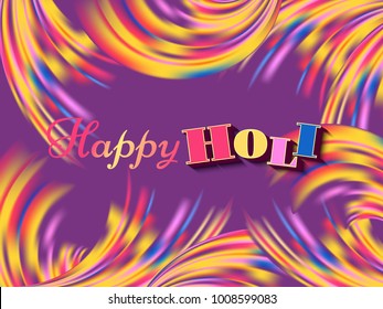 Banner and lettering Happy Holi beautiful indian festival.Colorful brushstroke oil or acrylic paint background.Vector design