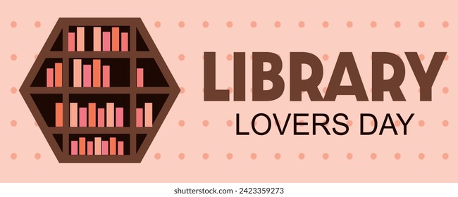 Cartel del Día de los amantes de la biblioteca con una estantería de libros dibujada