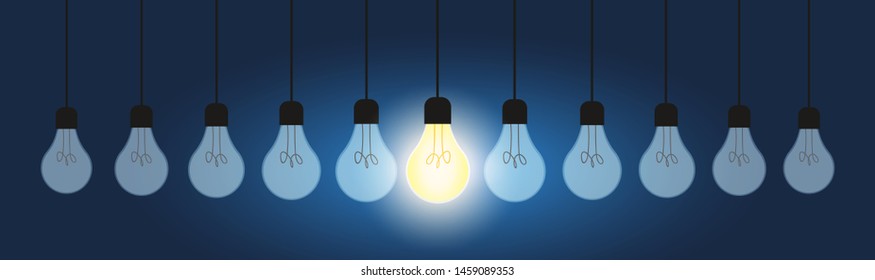 banner Light bulb idea , concept is Bright light bulb