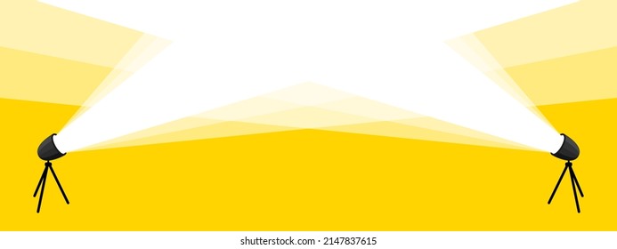 Banner light from two spotlights. Light from the lamps. Vector image