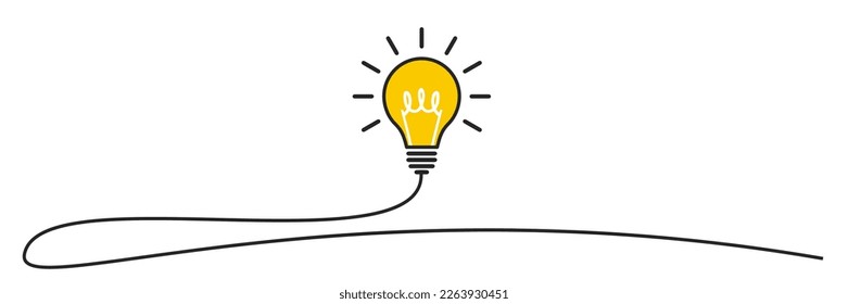 Banner lightbulb idea concept, creative concept bulb sign drawn, innovations background - vector