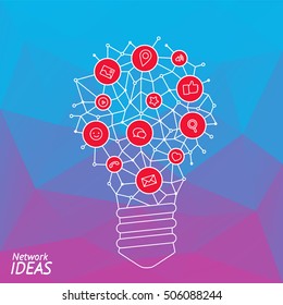 Banner with Lightbulb idea of network. Idea for invitation of  workshop event