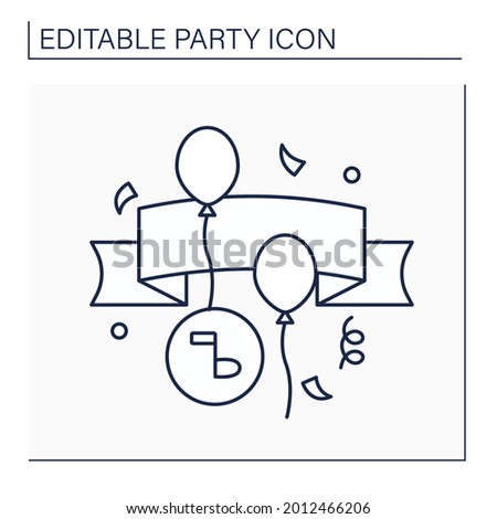 Banner line icon. Long strip of cloth. Slogan or design with greeting for special occasion.Party concept. Isolated vector illustration. Editable stroke
