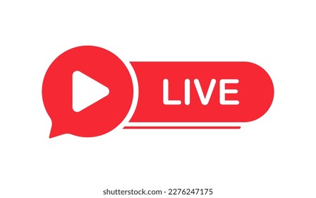 Banner Live. Flat, red, live broadcast. Vector illustration.