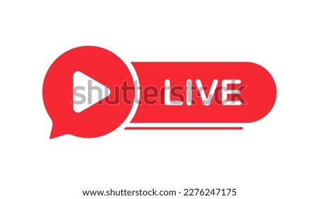 Banner Live. Flat, red, live broadcast. Vector illustration.