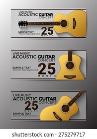 banner live music acoustic guitar concert design vector template background