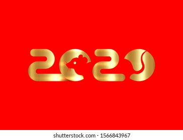 Banner Logo 2020 happy chinese new year, the year of the rat