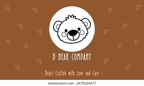 Banner and logo for bear themed company, warm brown and friendly line art style, perfect for bakery, cafe, toy shop and etc. 