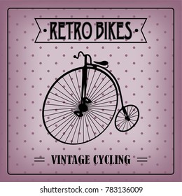 Banner, logo, label of the retro high wheel bicycle
