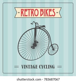 Banner, logo, label of the retro high wheel bicycle