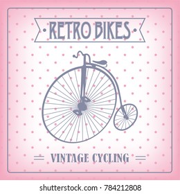 Banner, logo, label of the retro high wheel bicycle