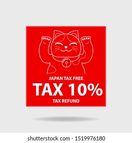 Banner, Logo Tag Vector Concept for tax 10 percent of japan and Tax Refund Background.