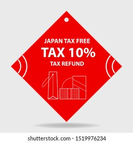 Banner, Logo Tag Vector Concept for tax 10 percent of japan and Tax Refund Background.