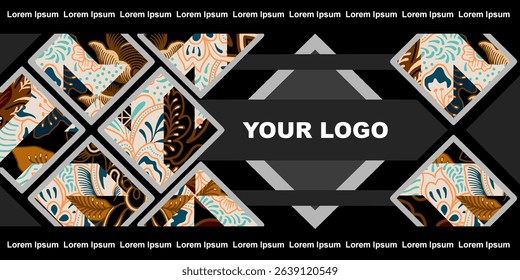 banner logo template style with batik design
