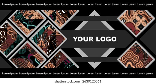 banner logo template style with batik design