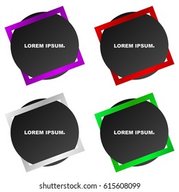 Banner or logo. Twisted and unified circle with a square. Shell in the form of a square. Different bright colors. creative design