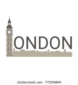 Banner of London city. London travel concept. City skyline silhouette vector design.