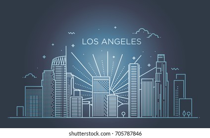 Banner of Los Angeles city in flat line trendy style. 