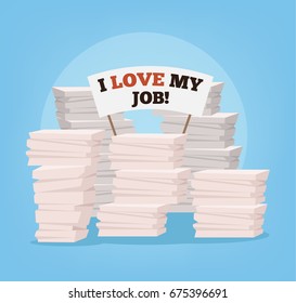 Banner I love my job. Vector flat cartoon illustration