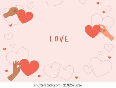 Banner of love, valentine day card, charity and donate template concept.