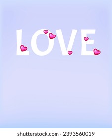 Banner love. Vector illustration with heart. hearts, love on blue background.  Suitable for email header, post in social networks, advertising, events and page cover, banner, background, sale