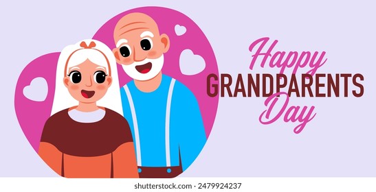 Banner of a loving and happy elderly couple, portrait of grandparents