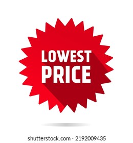 Banner Lowest Price Sticker Icon. Flat Style Vector Illustration.