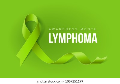 Banner with Lymphoma Awareness Realistic Ribbon. Design Template for Info-graphics or Websites Magazines