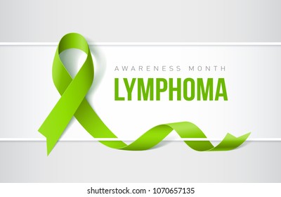 Banner with Lymphoma Awareness Realistic Ribbon. Design Template for Websites Magazines