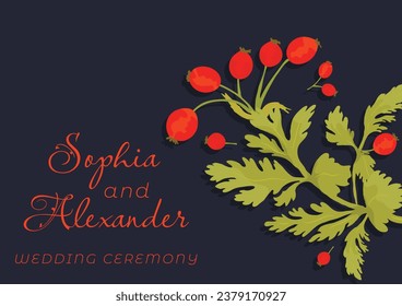 The banner is made in a rustic style with fully colored plant parts placed on the right side. Hand-drawn Illustrations of common garden flowers for greeting cards, invitations, interior design, etc.