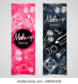 Banner Make Up Beauty / Black Background Vector / Make clipping mask
