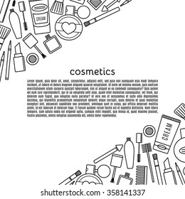 Banner make up and cosmetics vector set. background fashion