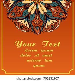 Banner with a mandala, Decor for your design, round pattern with lots of details. Oriental style, floral pattern. Circle lace ornament. traditional ornament. Fashionable design for decoration