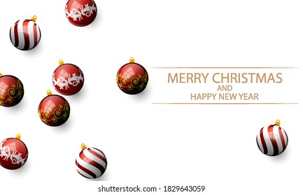 Cartel con muchas bolas de navidad, ilustración de arte vectorial.