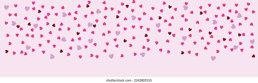 Banner with many hearts on pink background