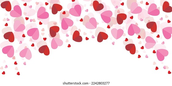 Banner with many hearts on white background