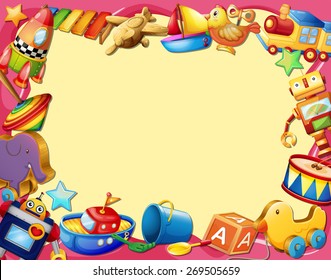 Banner with many types of toys